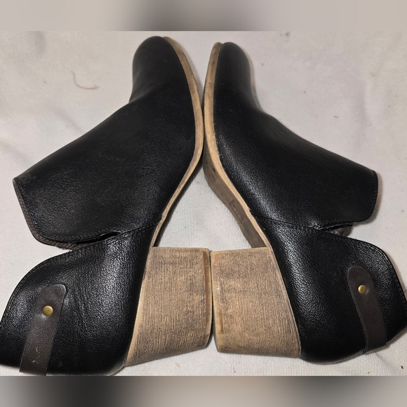 Vintage Route 66 Black Faux Leather Y2K Boho Western Bootie Boots Block Heels 10 - Picture 7 of 9